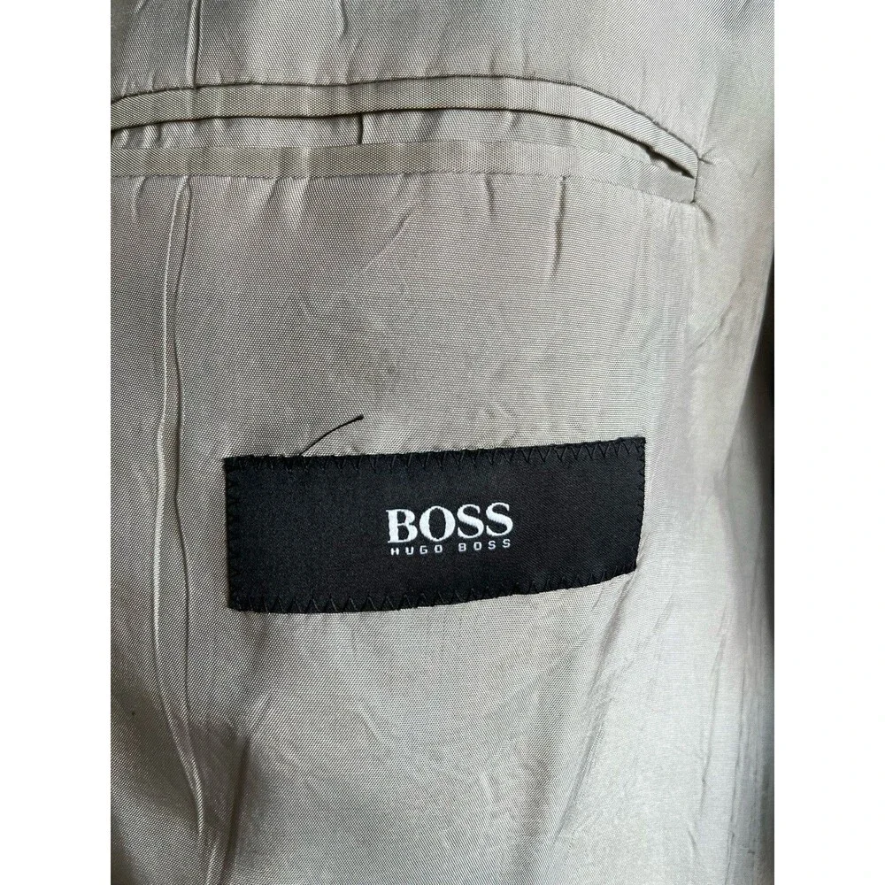 Hugo Boss Blazer Men 40R Rossellini/Movie Grey Geometric Textured Cashmere Wool